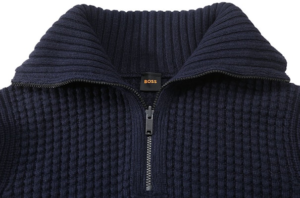 HUGO BOSS SS24 深藍色羅紋高領長袖毛衣 50498947-404 Details for HUGO BOSS SS24 深藍色羅紋高領長袖毛衣 50498947-404