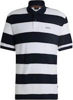 HUGO BOSS SS24 Striped Logo Print Short-Sleeve Polo Shirt Navy Blue 50513604-404 HUGO BOSS SS24 Striped Logo Print Short-Sleeve Polo Shirt Navy Blue 50513604-404