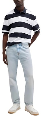 HUGO BOSS SS24 Striped Logo Print Short-Sleeve Polo Shirt Navy Blue 50513604-404 Lookbook HUGO BOSS SS24 Striped Logo Print Short-Sleeve Polo Shirt Navy Blue 50513604-404