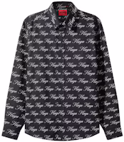 HUGO BOSS SS24 All-Over Logo Print Long Sleeve Shirt Black 50508614-001 HUGO BOSS SS24 All-Over Logo Print Long Sleeve Shirt Black 50508614-001