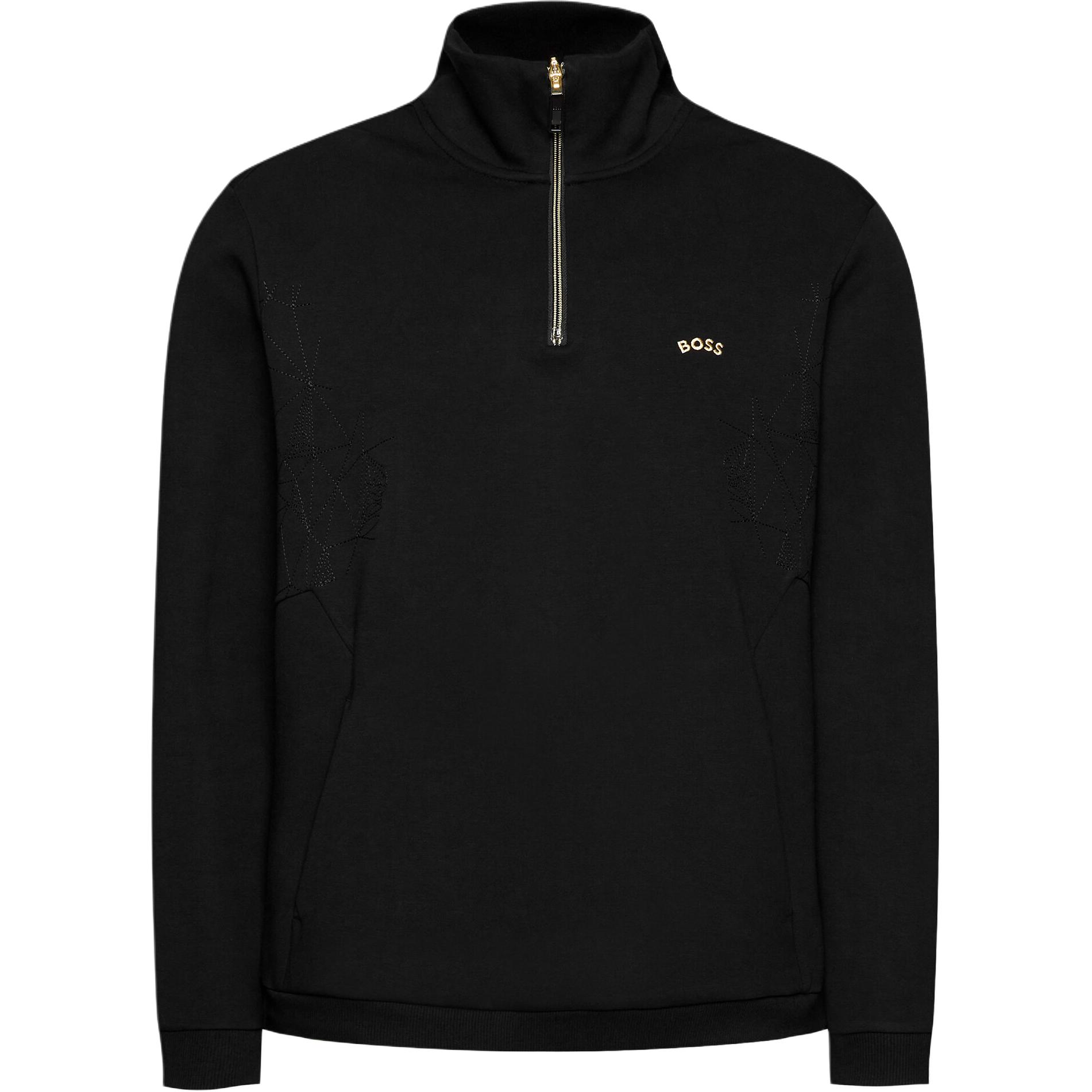 HUGO BOSS SS24 Black Casual Embroidered Logo Stand Collar Sweatshirt 50477123-001