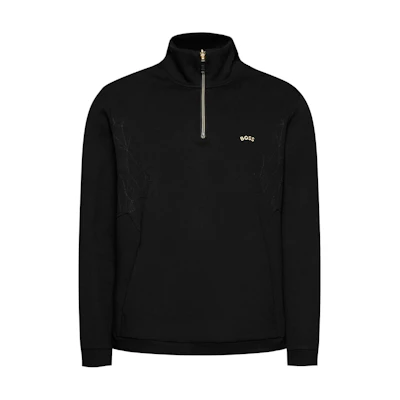 HUGO BOSS SS24 Black Casual Embroidered Logo Stand Collar Sweatshirt 50477123-001