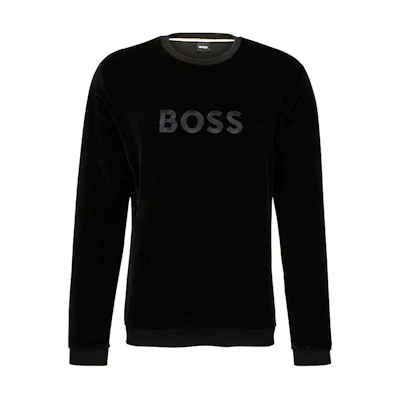 HUGO BOSS SS24 Black Crewneck Pullover Sweatshirt with Logo Print 50485863-003