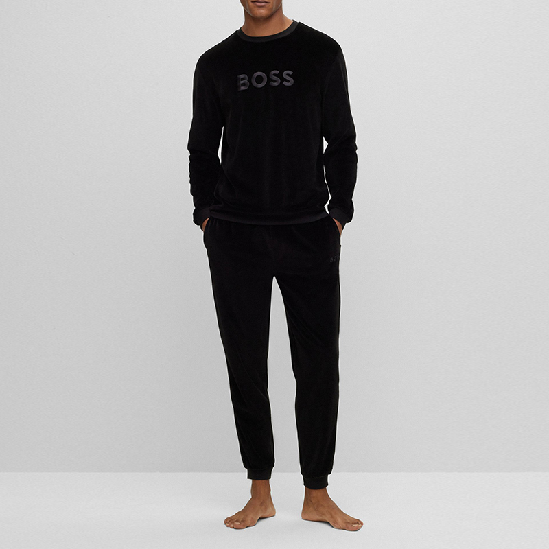 HUGO BOSS SS24 Black Crewneck Pullover Sweatshirt with Logo Print 50485863-003 圖 3