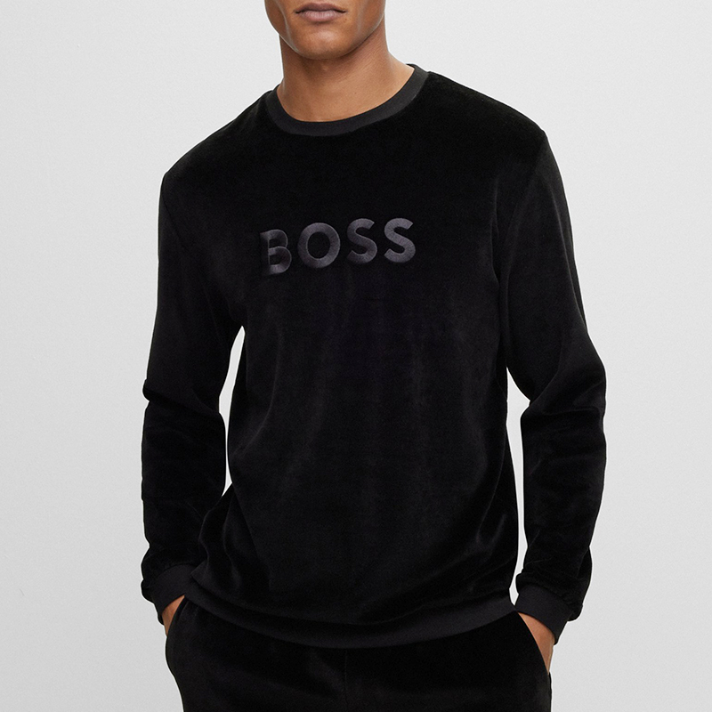 HUGO BOSS SS24 Black Crewneck Pullover Sweatshirt with Logo Print 50485863-003 圖 5