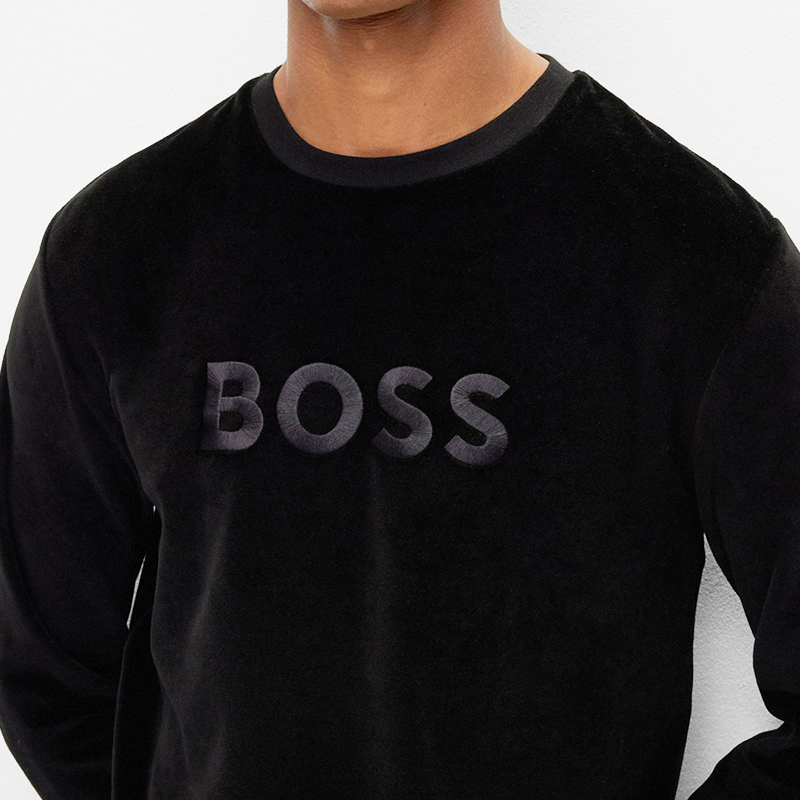 HUGO BOSS SS24 Black Crewneck Pullover Sweatshirt with Logo Print 50485863-003 圖 6