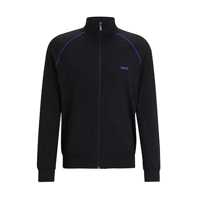 HUGO BOSS SS24 Black Embroidered Logo Zip-Up Sweatshirt 50469596-007