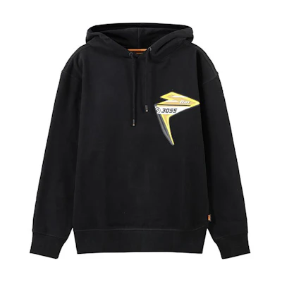 HUGO BOSS SS24 Black Hoodie with Letter Pattern Print and Fleece Lining 50497143-001