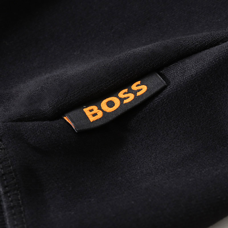 HUGO BOSS SS24 Black Hoodie with Letter Pattern Print and Fleece Lining 50497143-001 圖 4