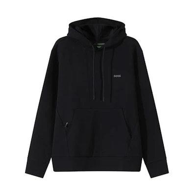 HUGO BOSS SS24 Black Hoodie with Solid Logo Print 50506130-001