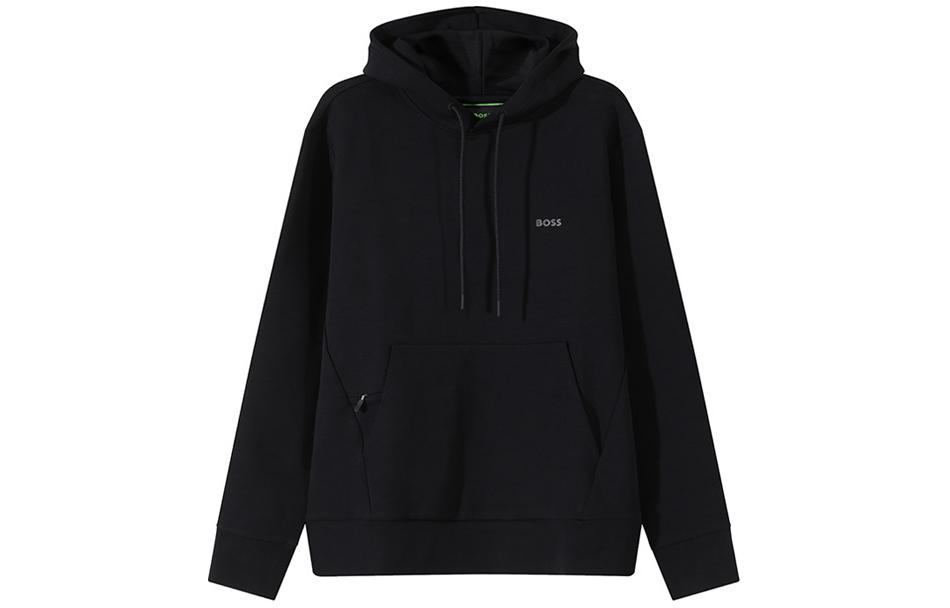 HUGO BOSS SS24 Black Hoodie with Solid Logo Print 50506130-001 圖 2
