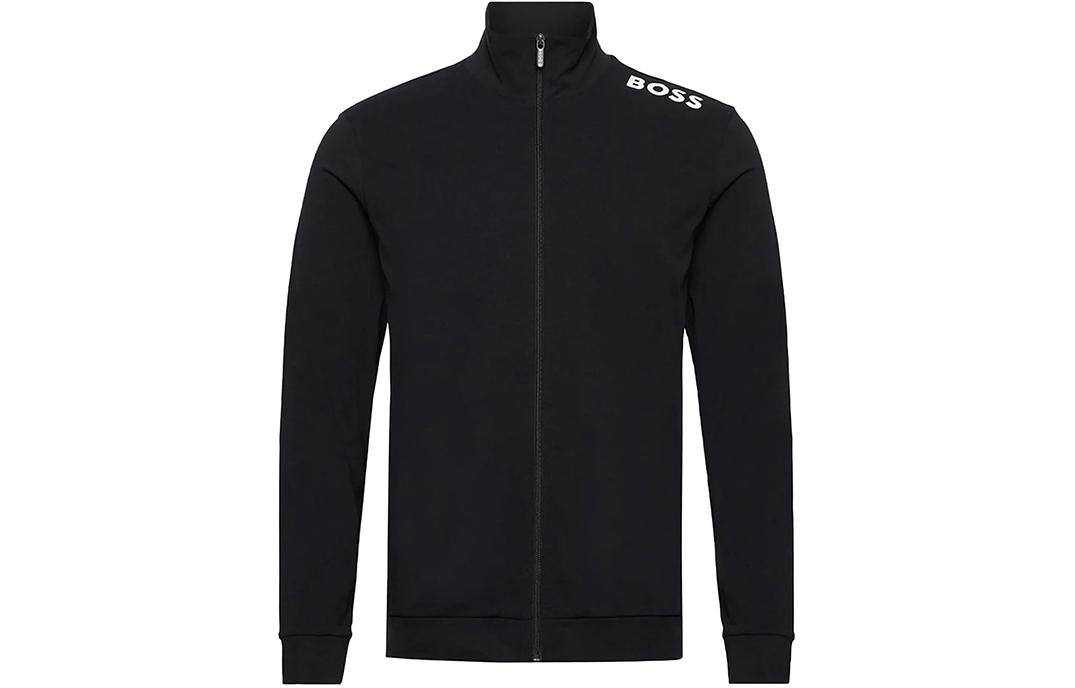 HUGO BOSS SS24 Black Letter Logo Print Long-Sleeve Jacket for Men 50502768-001