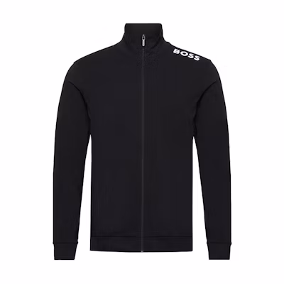 HUGO BOSS SS24 Black Letter Logo Print Long-Sleeve Jacket for Men 50502768-001