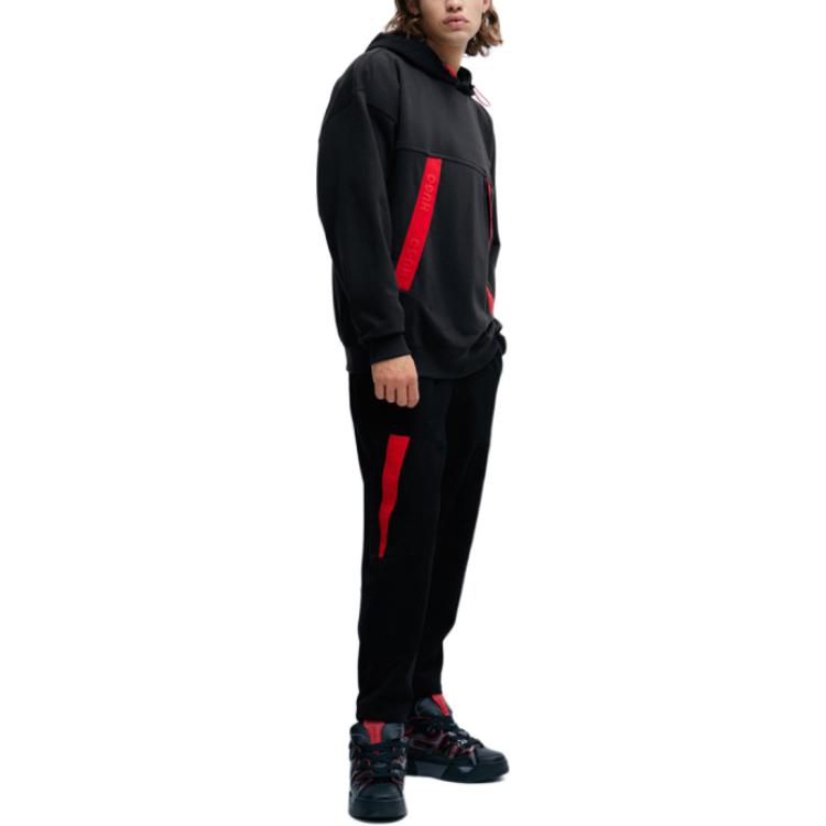 HUGO BOSS SS24 Black Letter Stripe Print Loose Fit Hoodie 50504856-001 圖 3