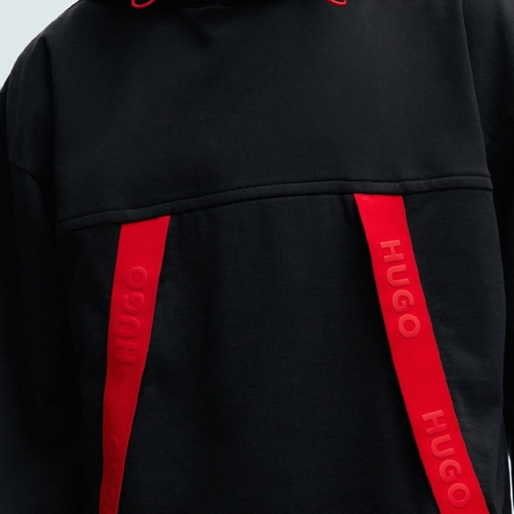 HUGO BOSS SS24 Black Letter Stripe Print Loose Fit Hoodie 50504856-001 圖 5