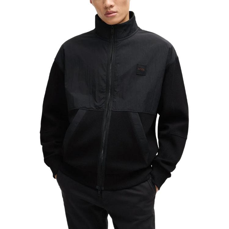 Lookbook HUGO BOSS SS24 Jaket Kasual Zip-Up Logo Hitam 50519194-001