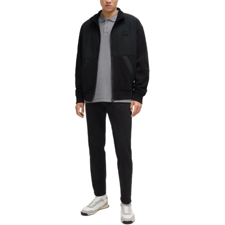 Details for HUGO BOSS SS24 Jaket Kasual Zip-Up Logo Hitam 50519194-001