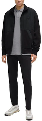 HUGO BOSS SS24 Jaket Kasual Zip-Up Logo Hitam 50519194-001 Details for HUGO BOSS SS24 Jaket Kasual Zip-Up Logo Hitam 50519194-001