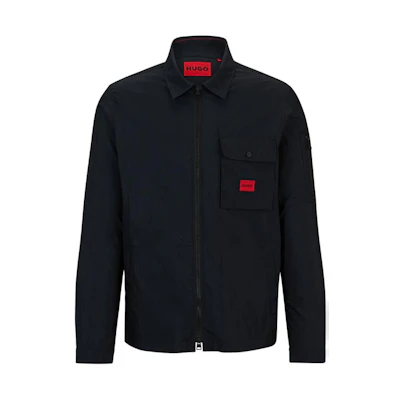 HUGO BOSS SS24 Black Long Sleeve Jacket with Pocket Logo Print for Men 50482701-001