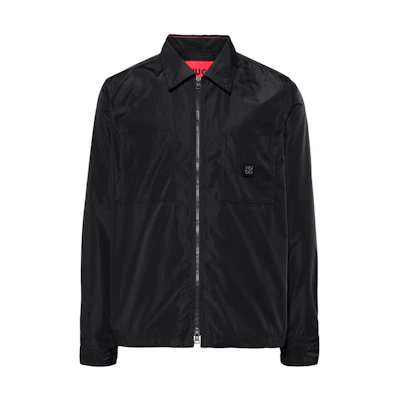 HUGO BOSS SS24 Black Solid Logo Patch Long-Sleeve Casual Jacket 50515386-001