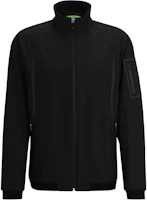 HUGO BOSS SS24 Black Waterproof Bomber Jacket with Logo for Men 50499485-001 HUGO BOSS SS24 Black Waterproof Bomber Jacket with Logo for Men 50499485-001