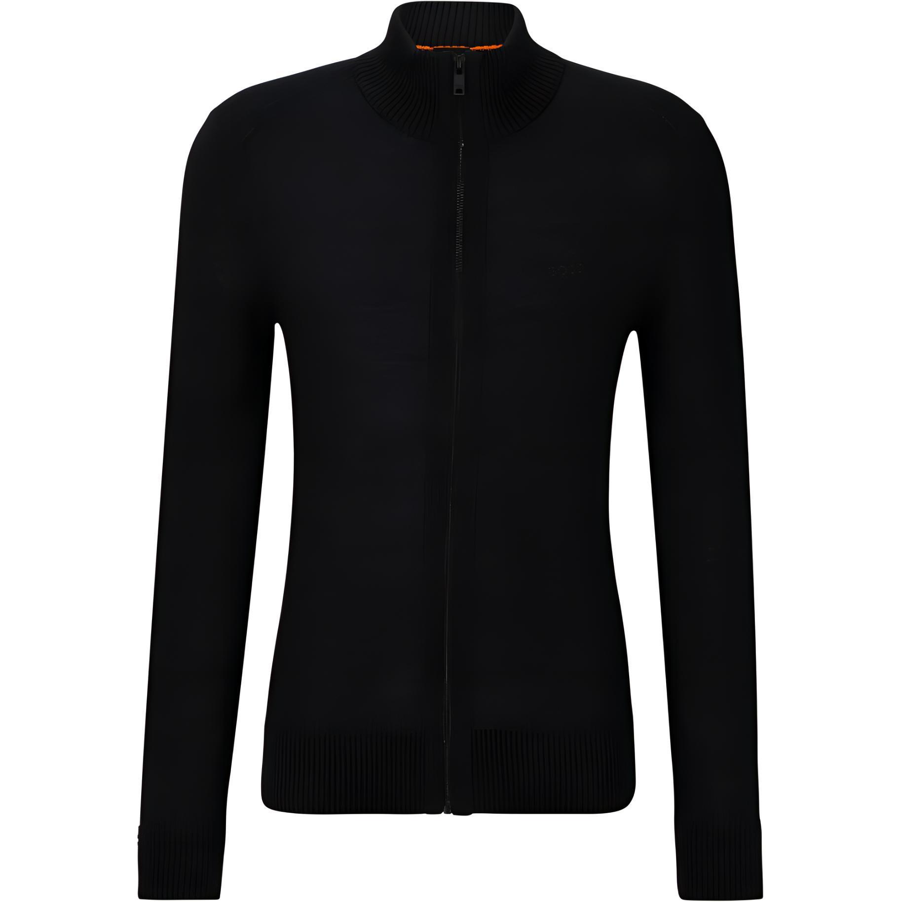 HUGO BOSS SS24 Black Zip-Up Jacket with Embroidered Logo 50501750-001