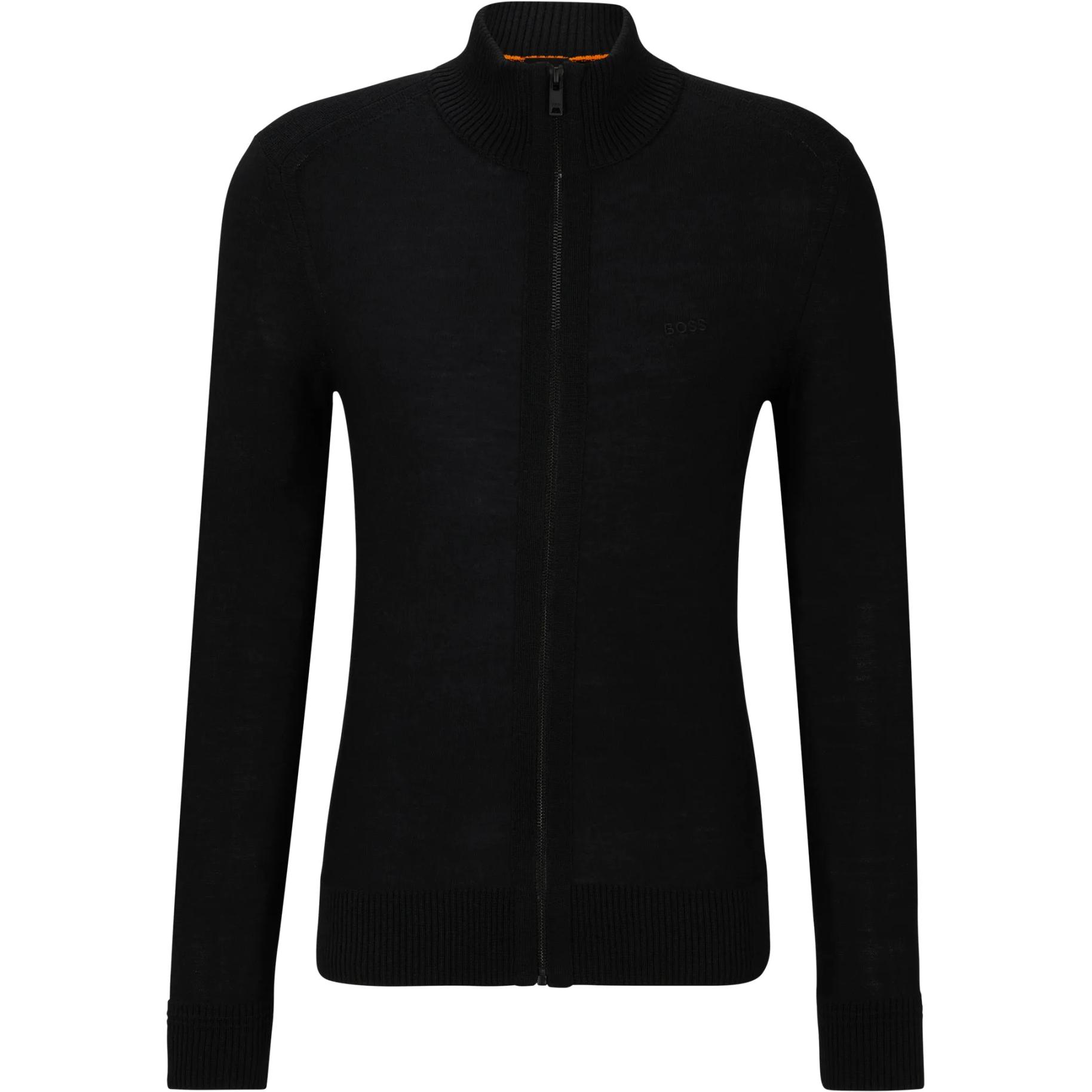 Order ヒューゴボス SS24 ブラック刺繍ロゴ付きジップアップジャケット 50501750-001