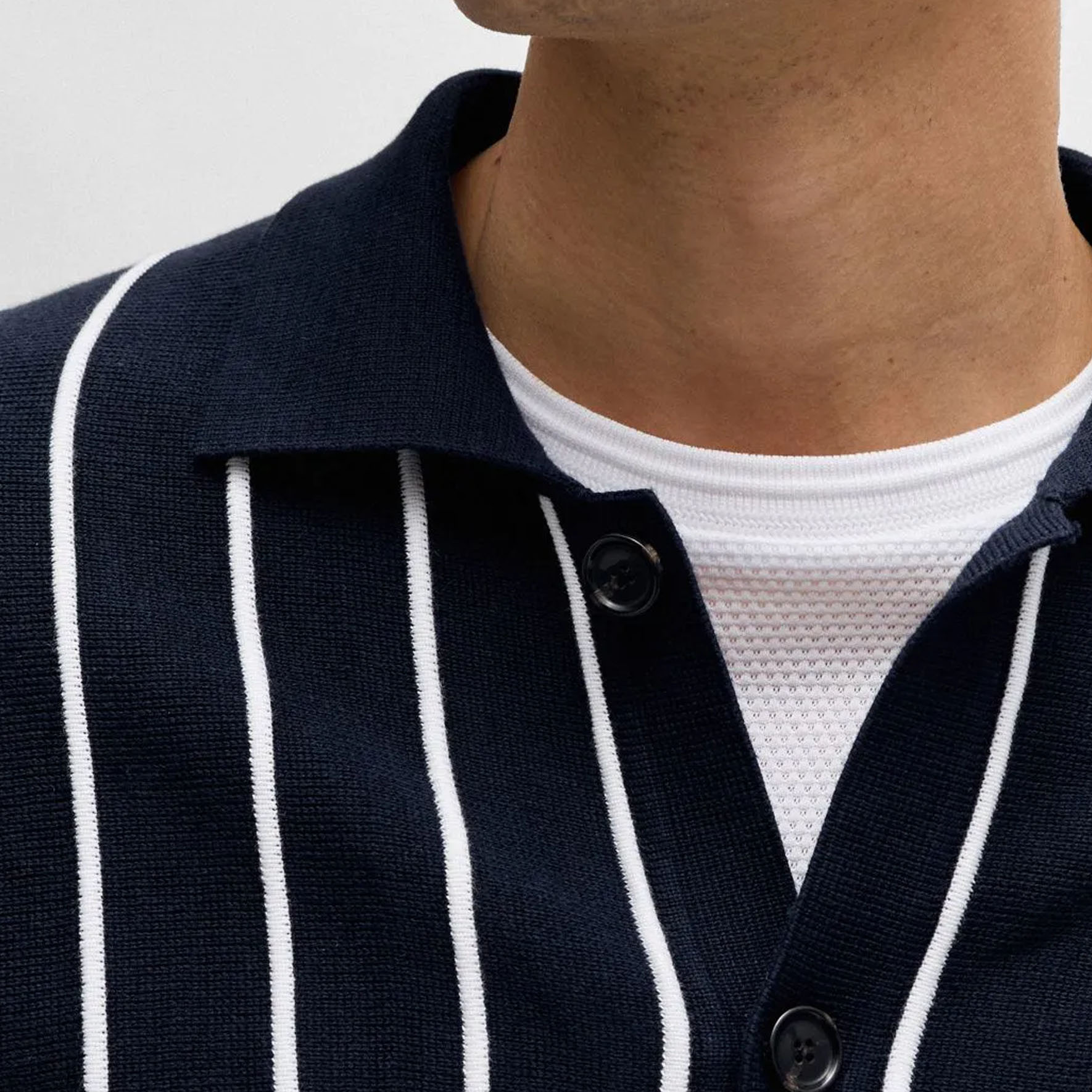 HUGO BOSS SS24 Colorblock Striped Knit Cardigan Navy Blue  Long Sleeve 50511747-404 圖 6