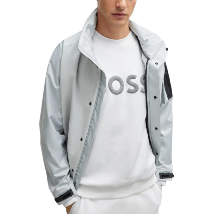 HUGO BOSS SS24 Colorblock Waterproof Loose Jacket Men Light Gray 50508583-052 圖 3