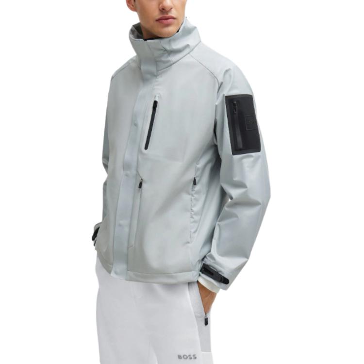 HUGO BOSS SS24 Colorblock Waterproof Loose Jacket Men Light Gray 50508583-052 圖 5