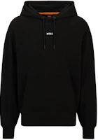 HUGO BOSS SS24 Cotton-Terry Hoodie Contrast Logo Black Pullover 50514530-001 HUGO BOSS SS24 Cotton-Terry Hoodie Contrast Logo Black Pullover 50514530-001