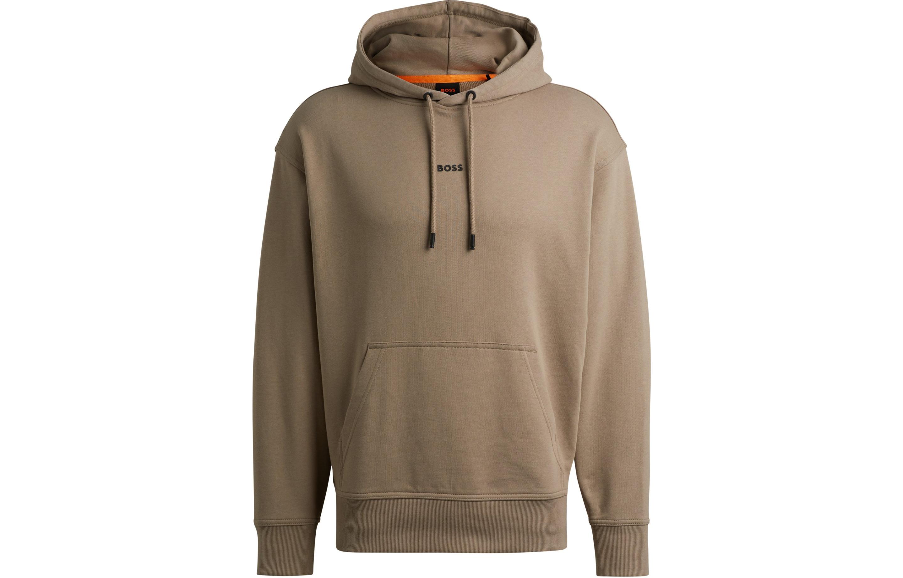 HUGO BOSS SS24 Cotton-Terry Hoodie with Contrast Logo Light Brown Hoodie 50514530-246
