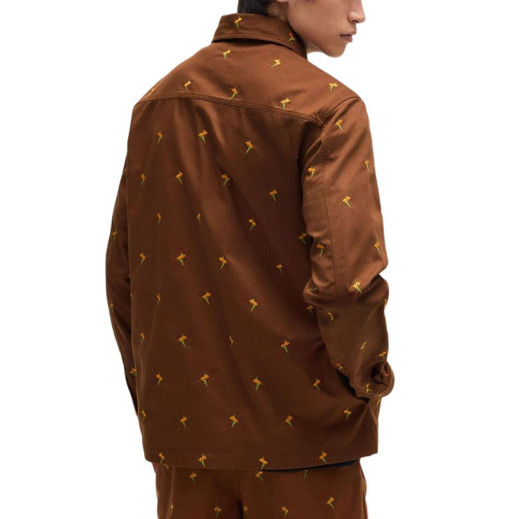 Lookbook HUGO BOSS SS24 棕色花卉刺繡寬鬆版長袖襯衫 50520089-212