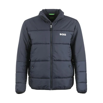 HUGO BOSS SS24 Green Logo Print High-neck Cotton Jacket Men Navy Blue 50497559-402