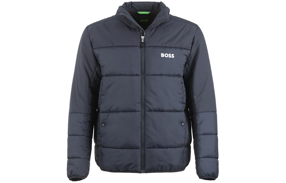 HUGO BOSS SS24 Green Logo Print High-neck Cotton Jacket Men Navy Blue 50497559-402 圖 2