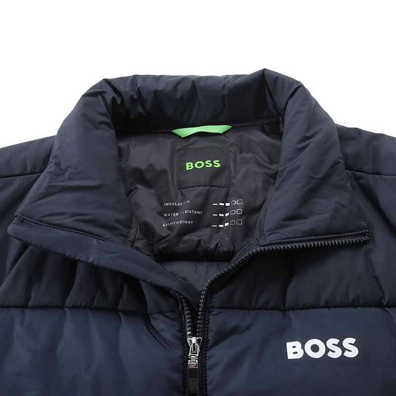 HUGO BOSS SS24 Green Logo Print High-neck Cotton Jacket Men Navy Blue 50497559-402 圖 4
