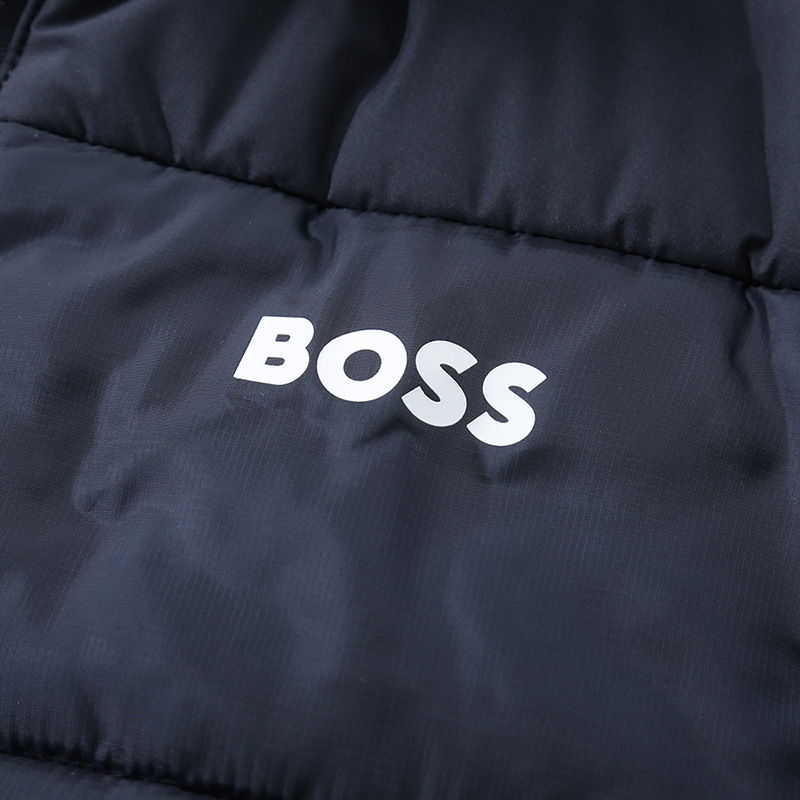 HUGO BOSS SS24 Green Logo Print High-neck Cotton Jacket Men Navy Blue 50497559-402 圖 5
