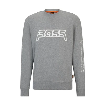 HUGO BOSS SS24 Grey Crewneck Sweatshirt with Letter Print 50508487-051