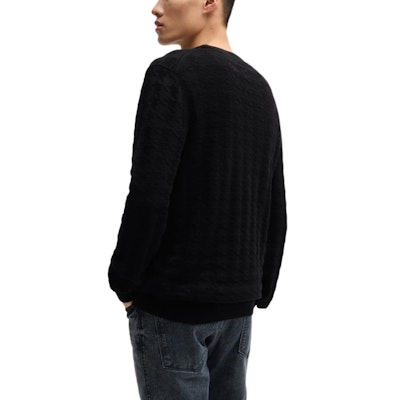 HUGO BOSS SS24 千鳥格紋男士寬鬆針織圓領毛衣 黑色 50516620-001 Purchase HUGO BOSS SS24 千鳥格紋男士寬鬆針織圓領毛衣 黑色 50516620-001