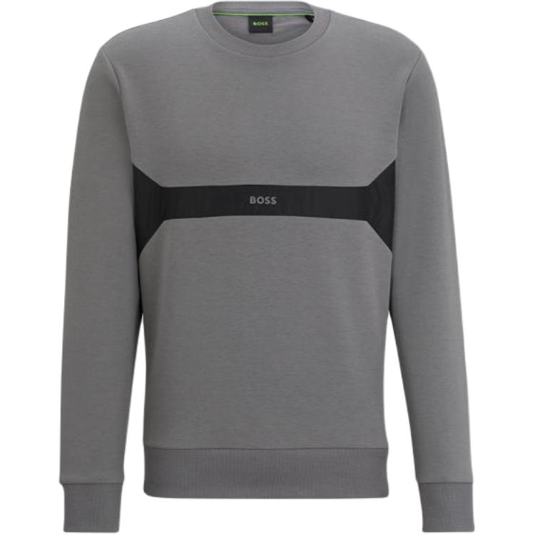 HUGO BOSS SS24 Letter Print Crewneck Long Sleeve Sweatshirt Grey Mens 50504887-036