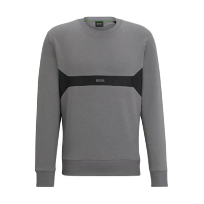 HUGO BOSS SS24 Letter Print Crewneck Long Sleeve Sweatshirt Grey Mens 50504887-036