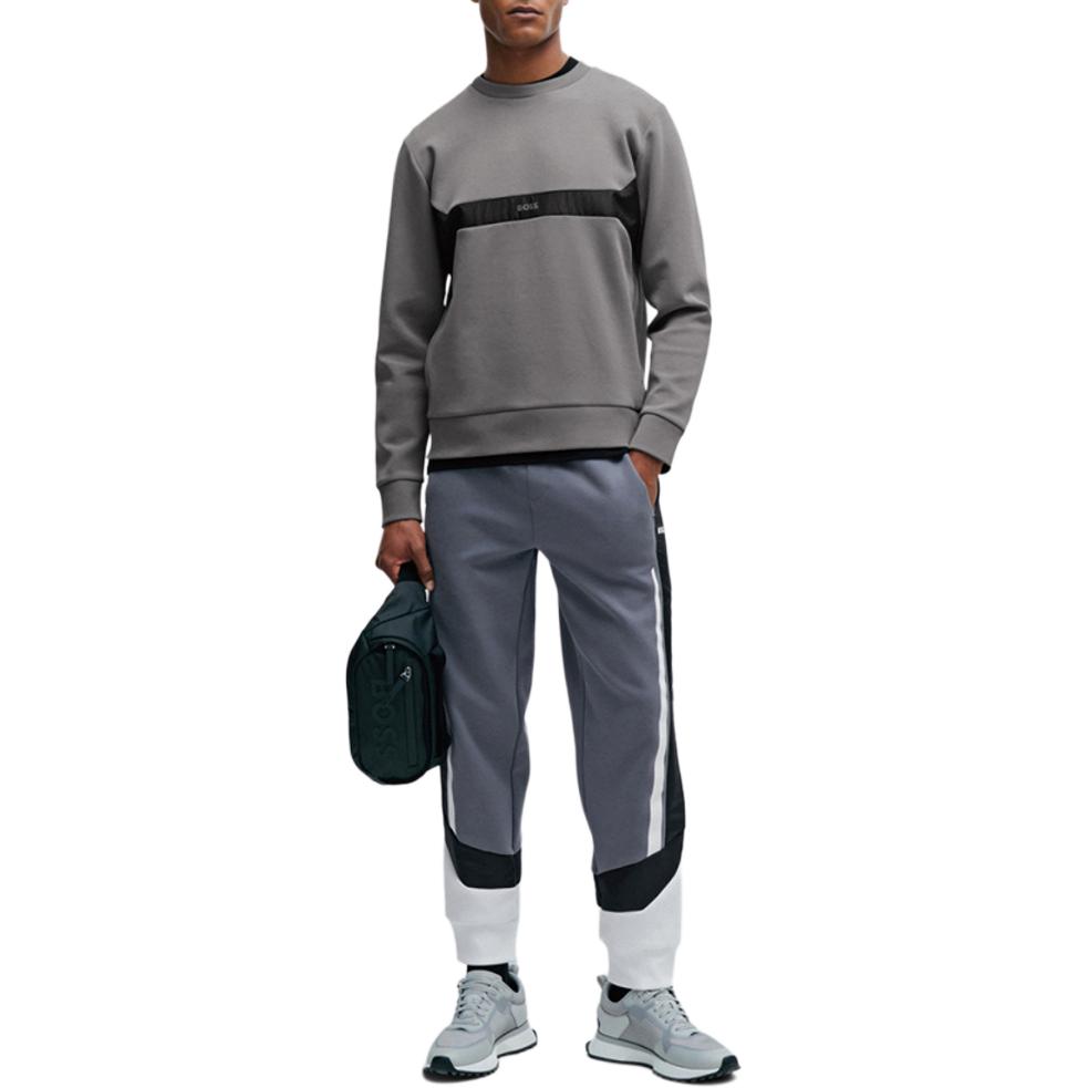 HUGO BOSS SS24 Letter Print Crewneck Long Sleeve Sweatshirt Grey Mens 50504887-036 圖 3