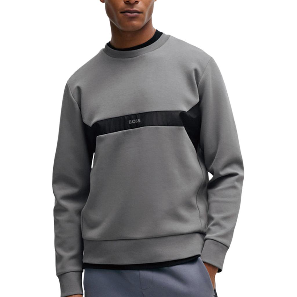 HUGO BOSS SS24 Letter Print Crewneck Long Sleeve Sweatshirt Grey Mens 50504887-036 圖 4