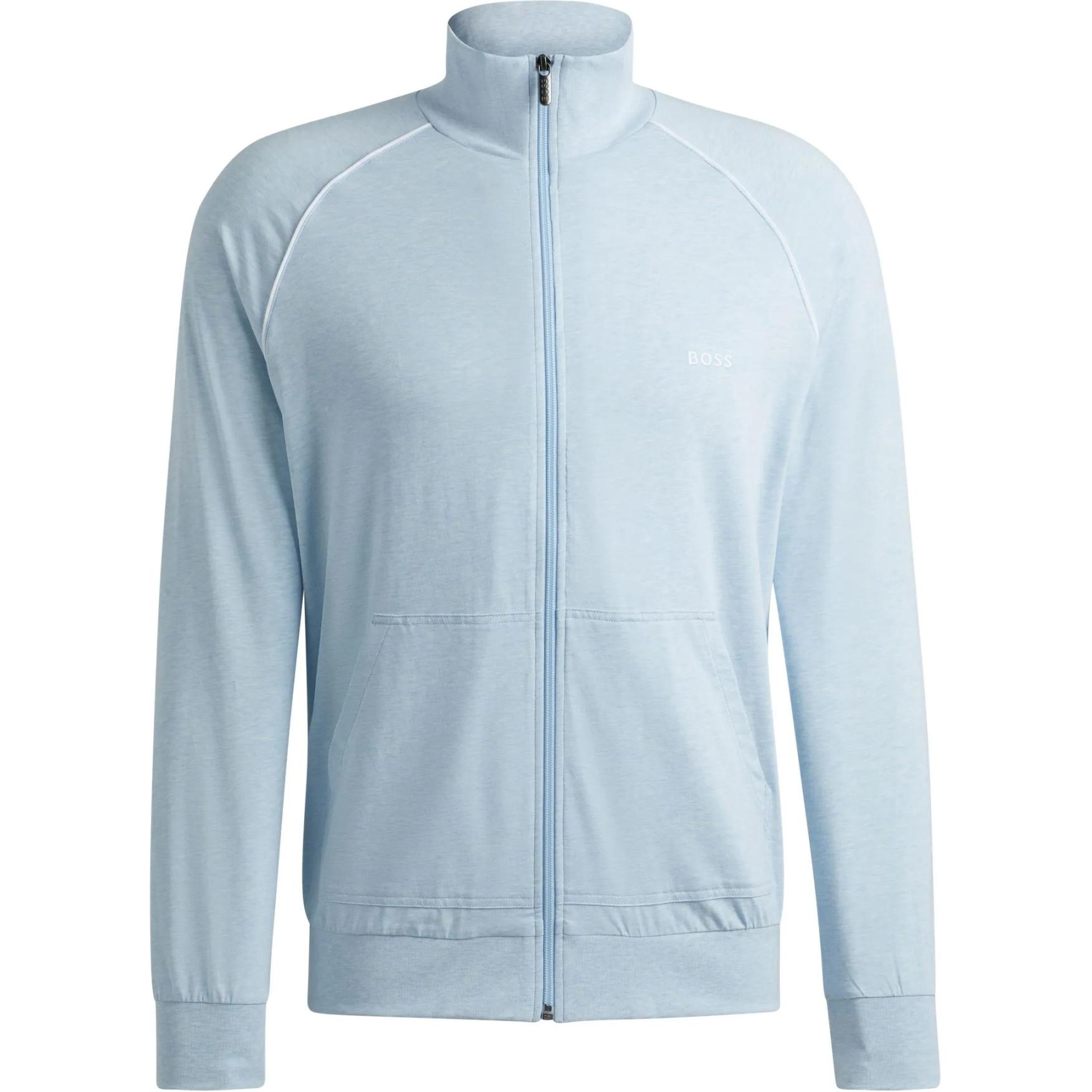 HUGO BOSS SS24 Light Blue Logo Embroidered Zip-Up Jacket 50515307-452