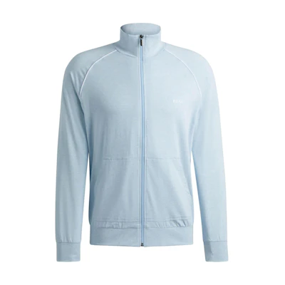 HUGO BOSS SS24 Light Blue Logo Embroidered Zip-Up Jacket 50515307-452