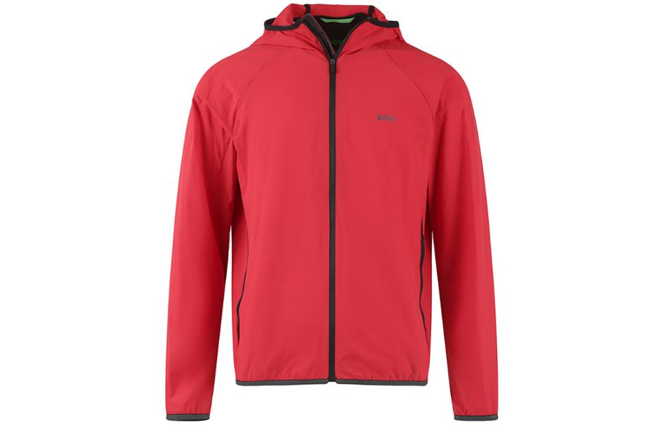 HUGO BOSS SS24 Lightweight Waterproof Jacket Red with Logo Print 50491921-610