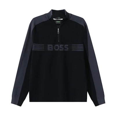 HUGO BOSS SS24 Logo Intarsia Knit Long-Sleeve Sweater Black 50493768-001