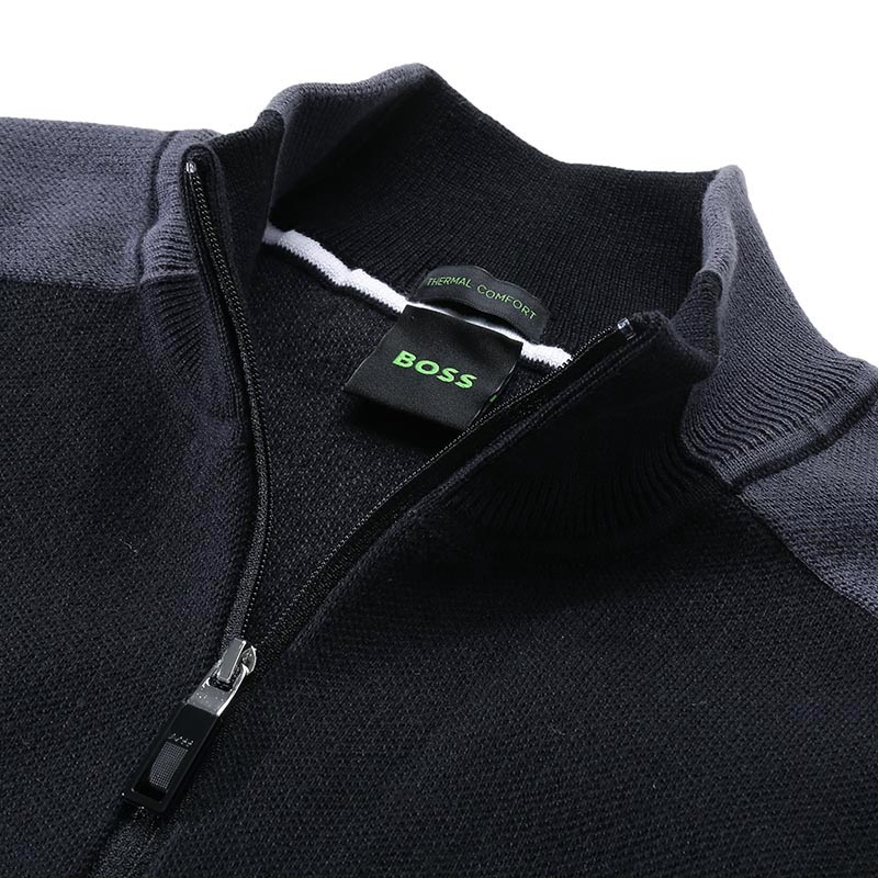 Sizing HUGO BOSS SS24 Logo提花長袖針織毛衣 黑色 50493768-001