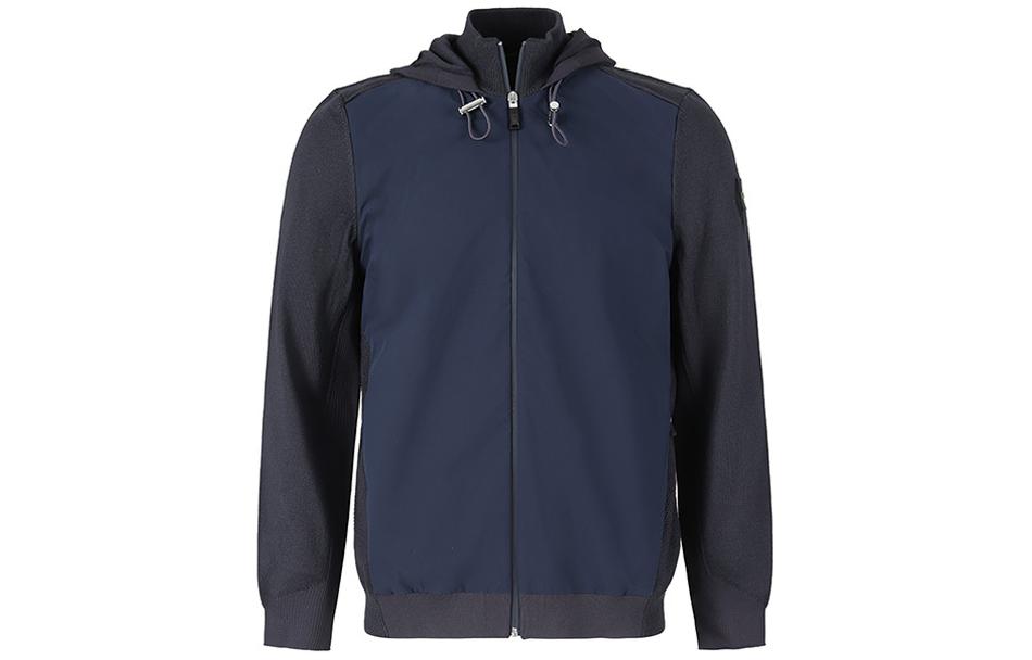 HUGO BOSS SS24 Logo Patch Hooded Zip Jacket Men’s Deep Blue 50493794-402