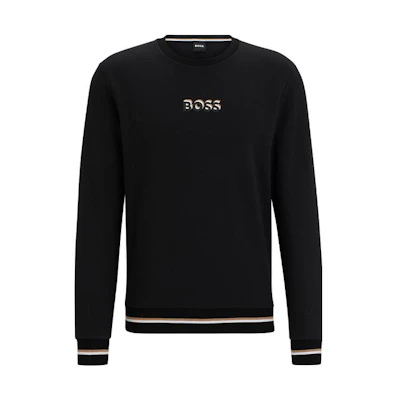 HUGO BOSS SS24 Logo Print Crewneck Casual Long Sleeve Sweatshirt Black Men 50510861-001